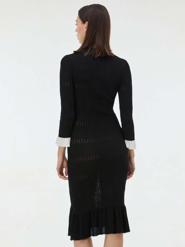 Orsay Čierne dámske úpletové midi šaty ORSAY