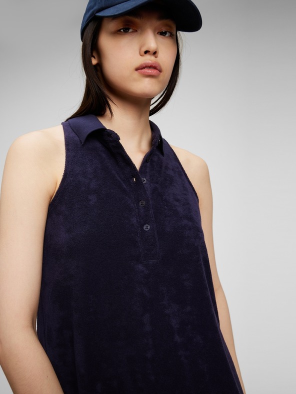 GAP Froté pruhované šaty s golierom GAP