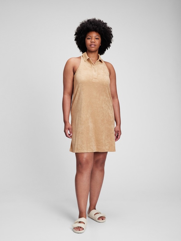 GAP Froté pruhované šaty s golierom GAP