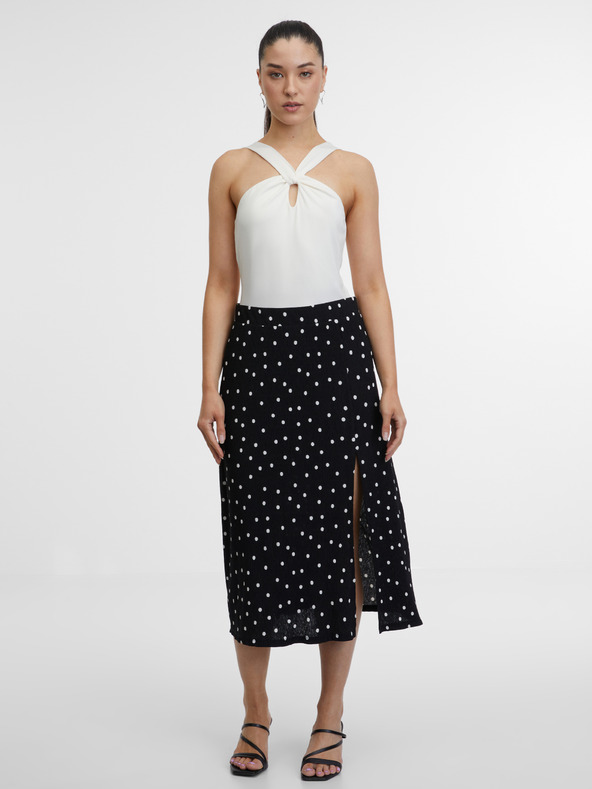 Orsay Čierna dámska bodkovaná sukňa ORSAY