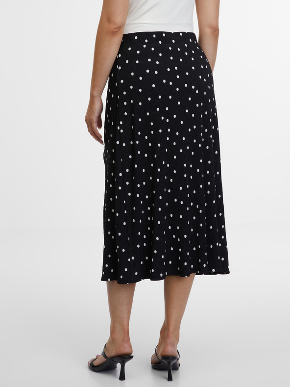 Orsay Čierna dámska bodkovaná sukňa ORSAY