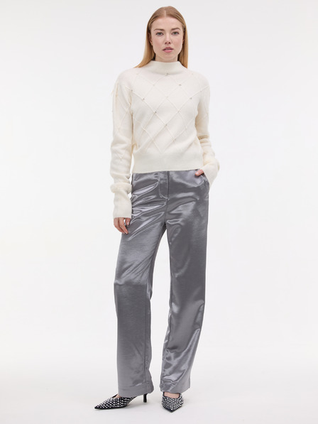 Orsay Strieborné saténové dámske nohavice ORSAY