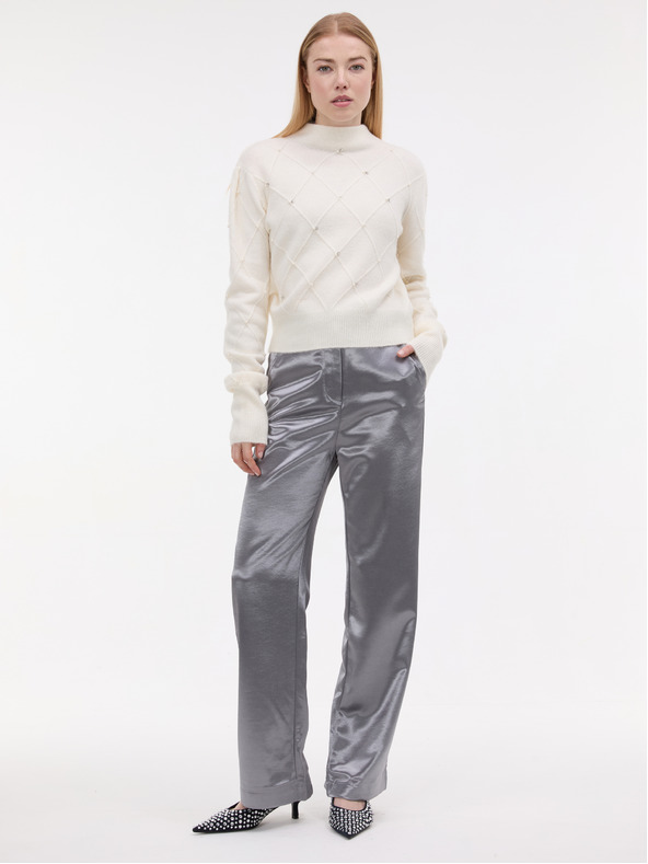 Orsay Strieborné saténové dámske nohavice ORSAY