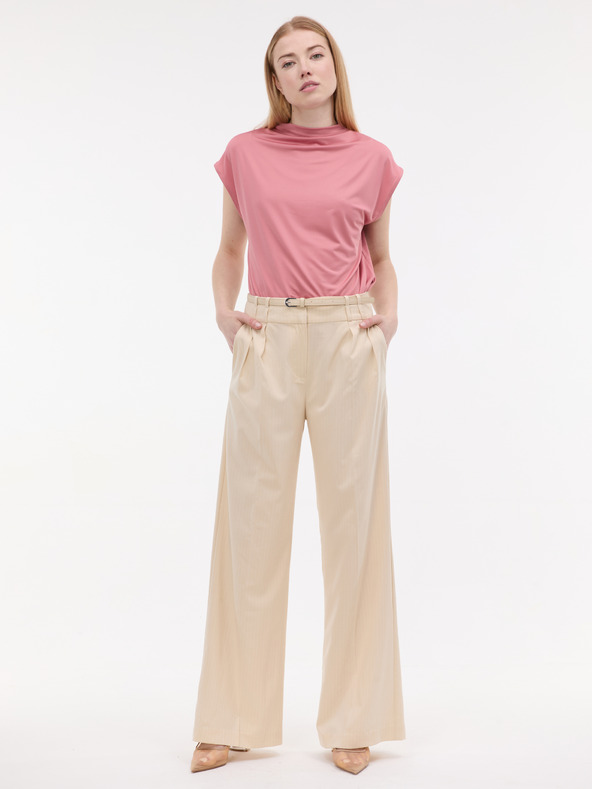 Orsay Krémové dámske široké nohavice s prúžkom ORSAY