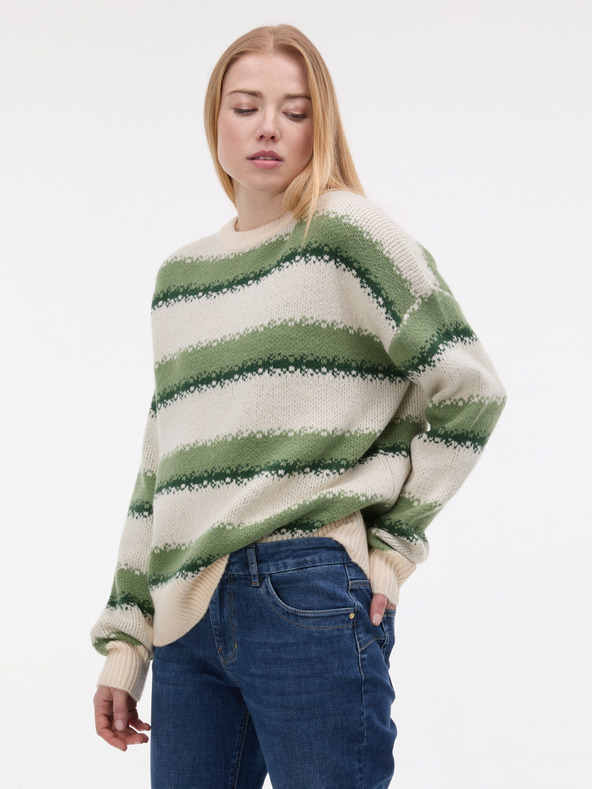 Orsay Zelený dámsky pruhovaný sveter ORSAY