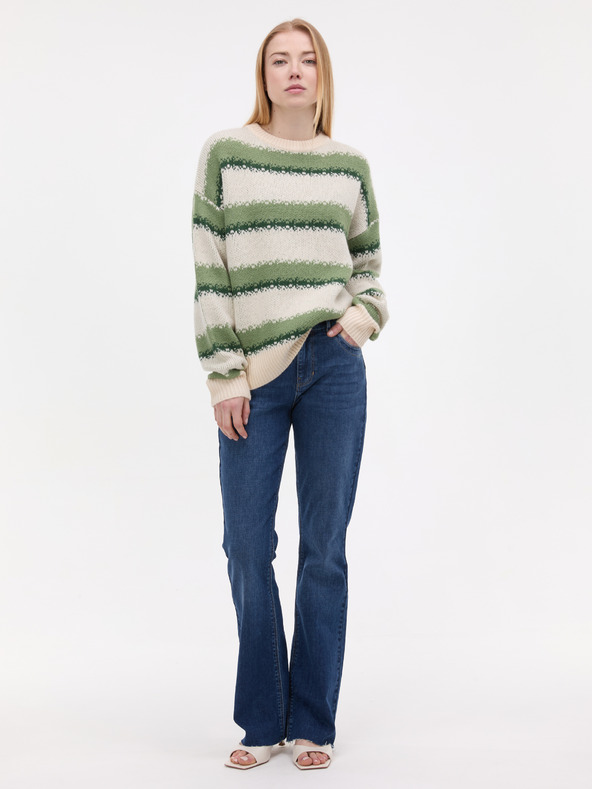Orsay Zelený dámsky pruhovaný sveter ORSAY