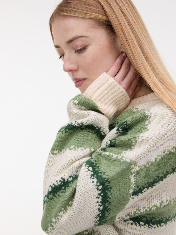 Orsay Zelený dámsky pruhovaný sveter ORSAY