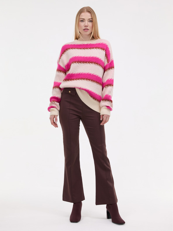 Orsay Ružový dámsky pruhovaný sveter ORSAY