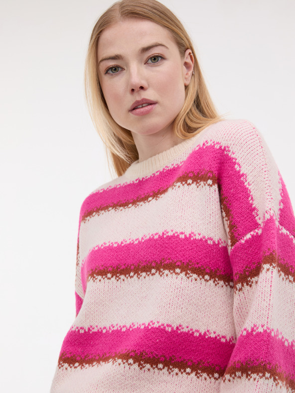 Orsay Ružový dámsky pruhovaný sveter ORSAY
