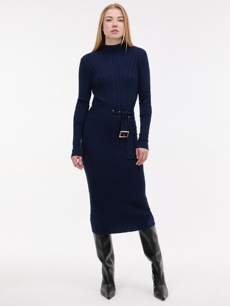 Orsay Tmavomodré dámske midi šaty s opaskom ORSAY