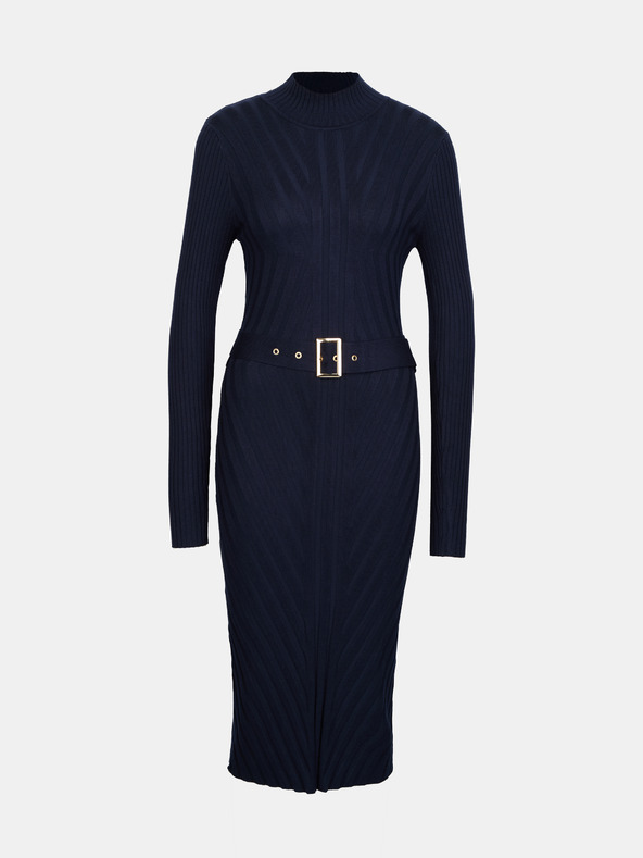 Orsay Tmavomodré dámske midi šaty s opaskom ORSAY