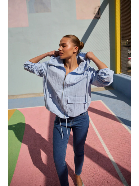 Moodo Bunda s kapucňou svetlo modrá Moodo