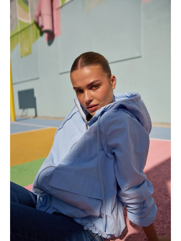 Moodo Bunda s kapucňou svetlo modrá Moodo