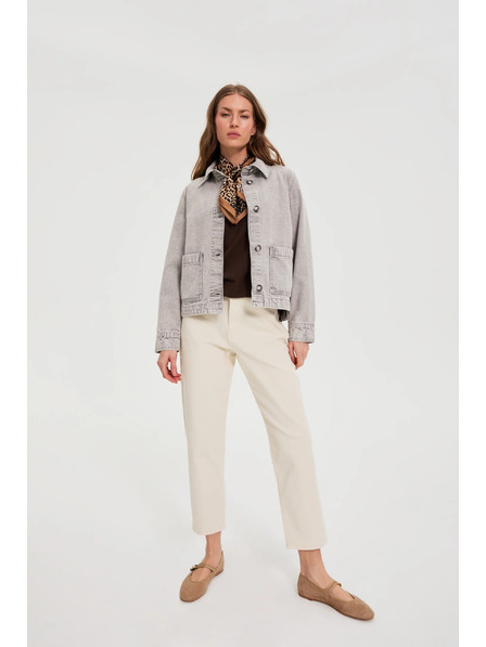 Moodo Džínsová bunda sivá Moodo