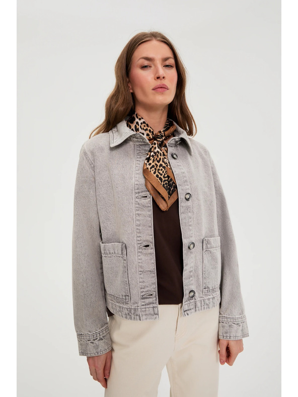 Moodo Džínsová bunda sivá Moodo
