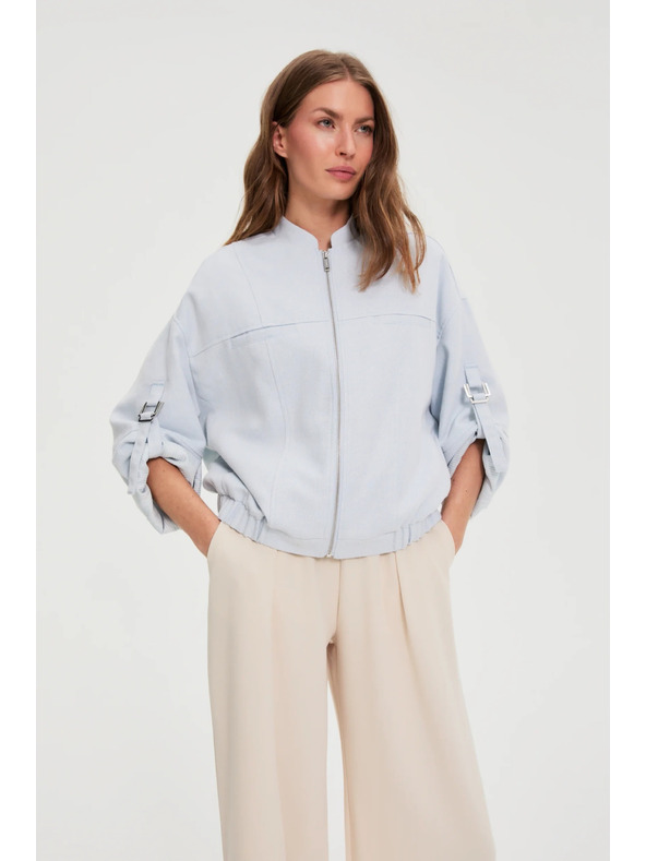 Moodo Bunda so zvinutými rukávmi svetlo modrá Moodo