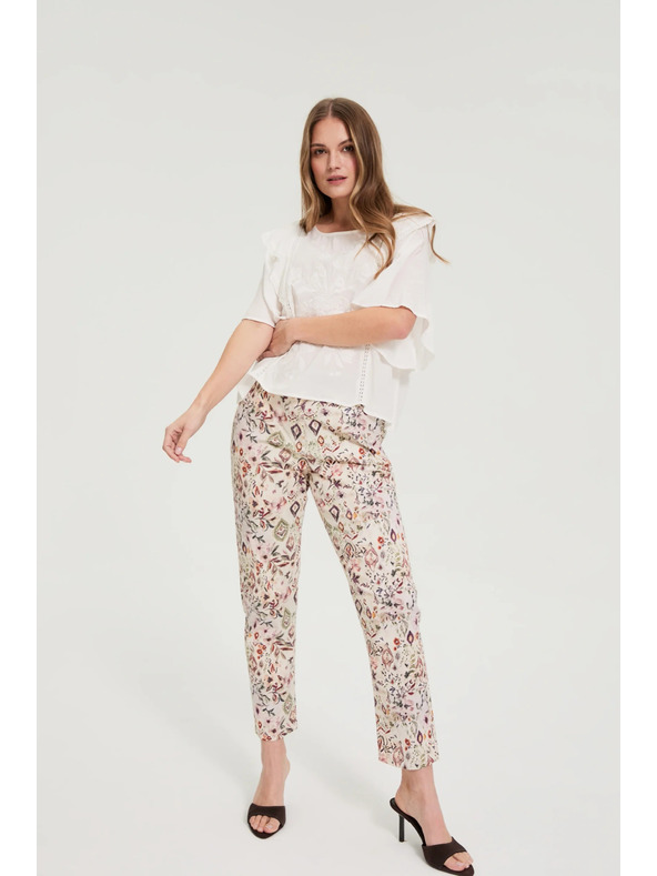 Moodo Vzorované nohavice béžové Moodo