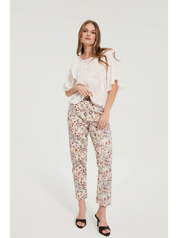 Moodo Vzorované nohavice béžové Moodo
