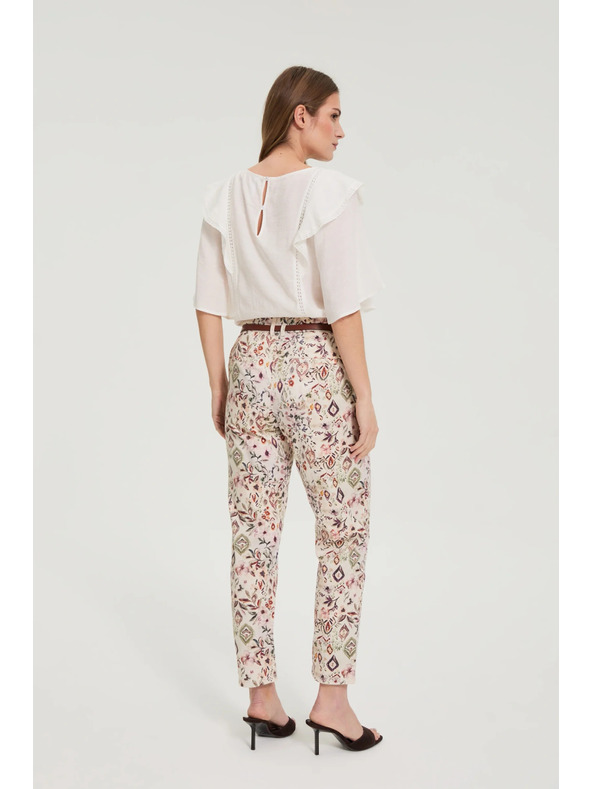 Moodo Vzorované nohavice béžové Moodo