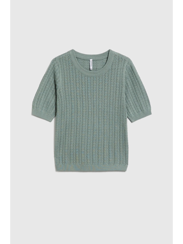 Moodo Olivový sveter s krátkymi rukávmi Moodo