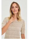 Moodo Azúrový sveter s krátkymi rukávmi béžový Moodo