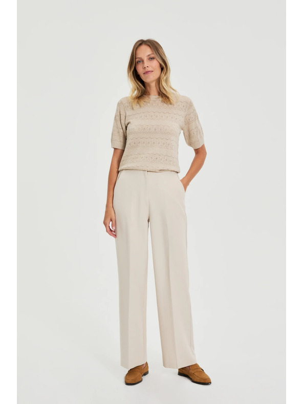 Moodo Azúrový sveter s krátkymi rukávmi béžový Moodo