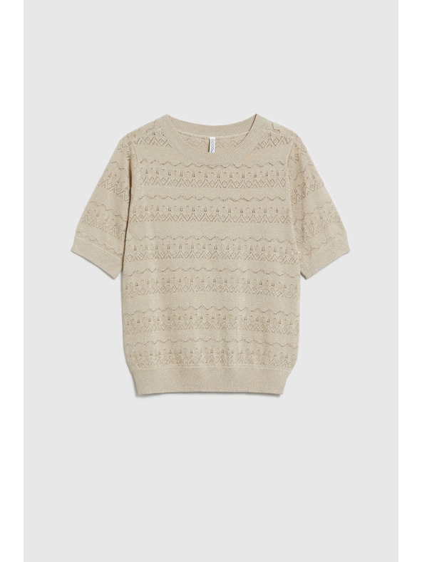 Moodo Azúrový sveter s krátkymi rukávmi béžový Moodo