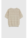 Moodo Azúrový sveter s krátkymi rukávmi béžový Moodo