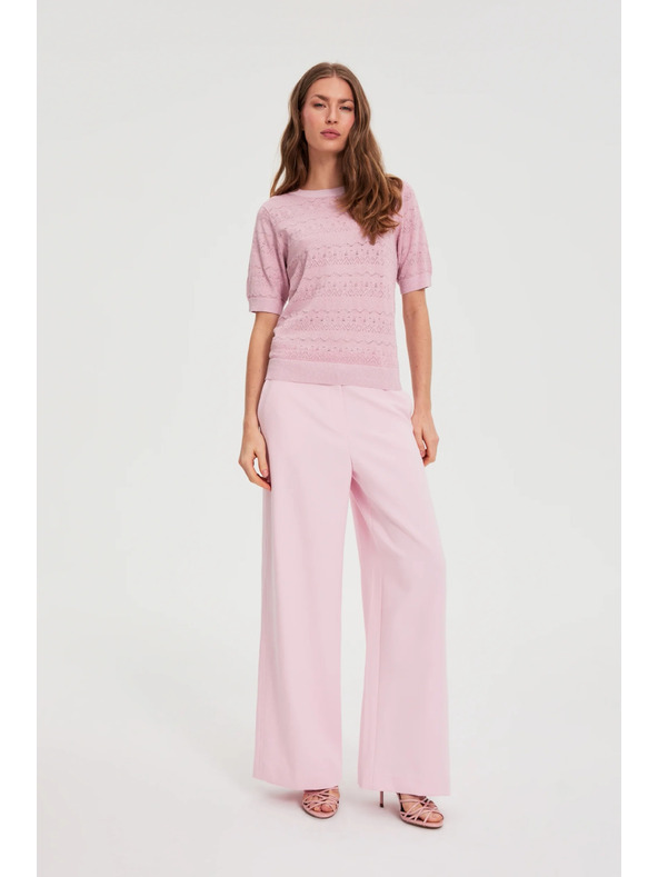 Moodo Azúrový sveter s krátkymi rukávmi ružový Moodo