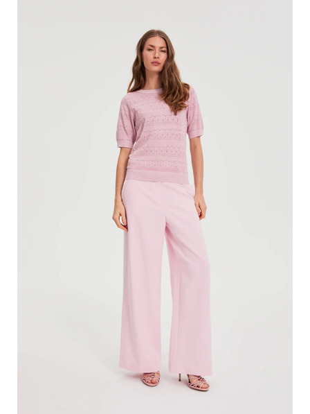 Moodo Azúrový sveter s krátkymi rukávmi ružový Moodo