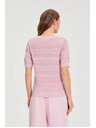 Moodo Azúrový sveter s krátkymi rukávmi ružový Moodo