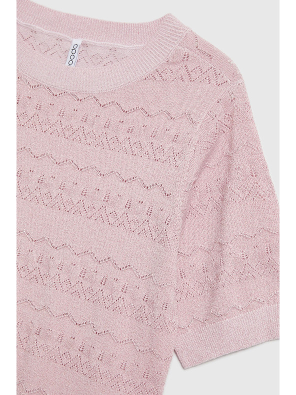 Moodo Azúrový sveter s krátkymi rukávmi ružový Moodo