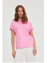 Moodo Ružová bavlnená halenka s krátkymi rukávmi Moodo