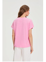 Moodo Ružová bavlnená halenka s krátkymi rukávmi Moodo
