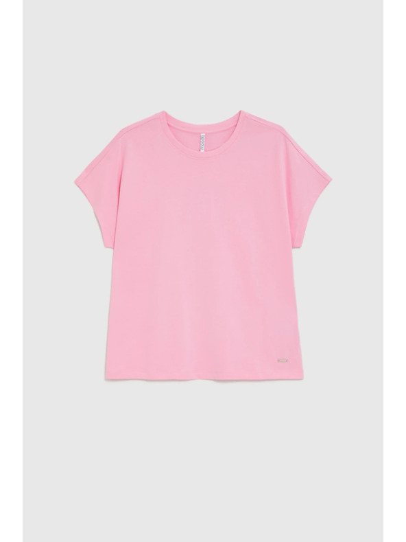 Moodo Ružová bavlnená halenka s krátkymi rukávmi Moodo