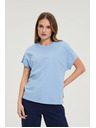 Moodo Bavlnená modrá halienka s krátkymi rukávmi Moodo