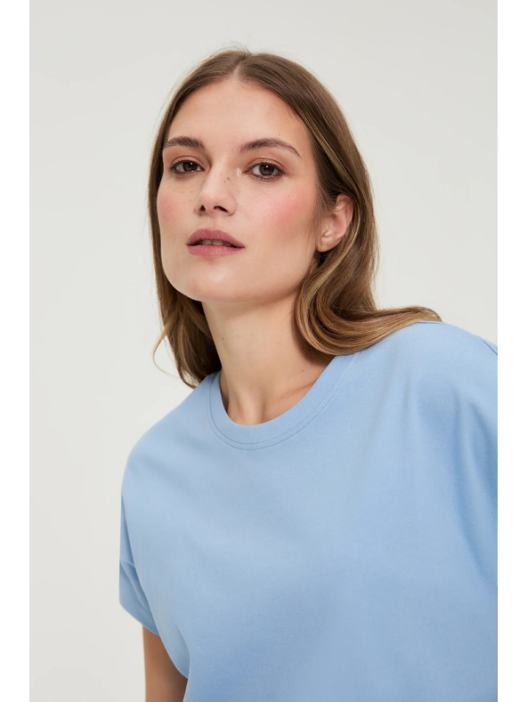 Moodo Bavlnená modrá halienka s krátkymi rukávmi Moodo