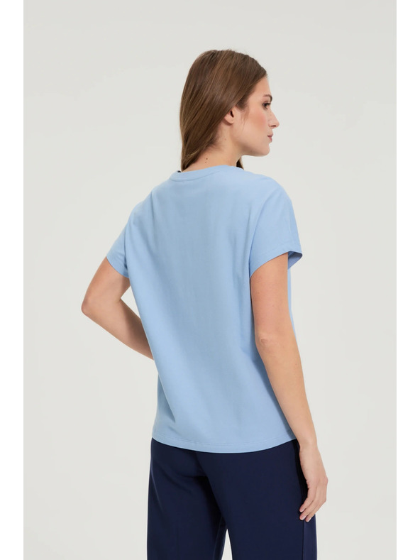 Moodo Bavlnená modrá halienka s krátkymi rukávmi Moodo