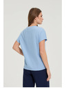 Moodo Bavlnená modrá halienka s krátkymi rukávmi Moodo