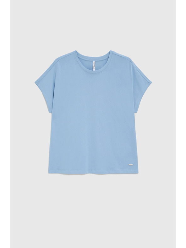 Moodo Bavlnená modrá halienka s krátkymi rukávmi Moodo