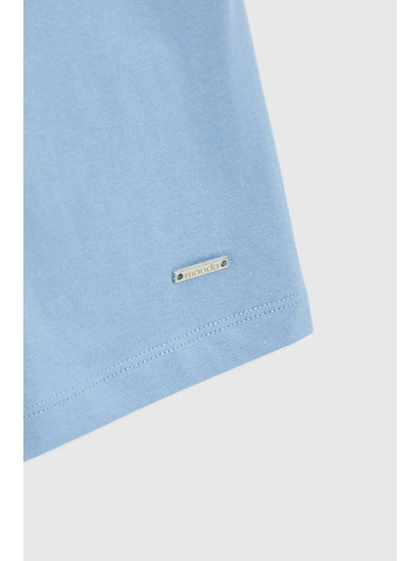 Moodo Bavlnená modrá halienka s krátkymi rukávmi Moodo