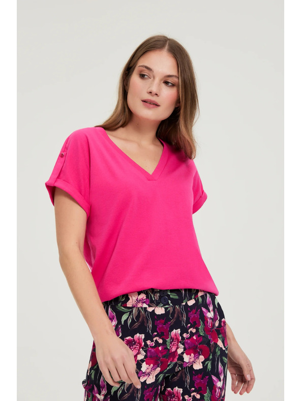 Moodo Tričko z bavlny purpurové Moodo