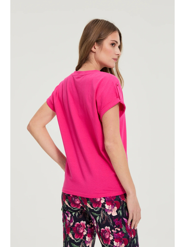 Moodo Tričko z bavlny purpurové Moodo