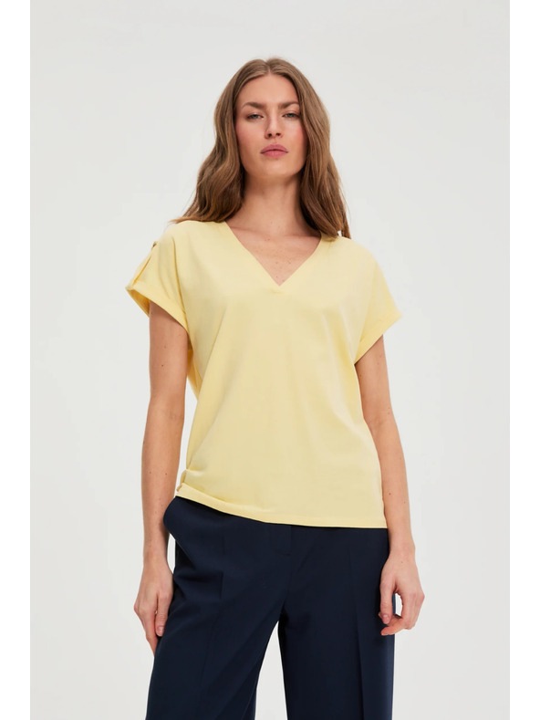 Moodo Tričko z bavlny žlté Moodo