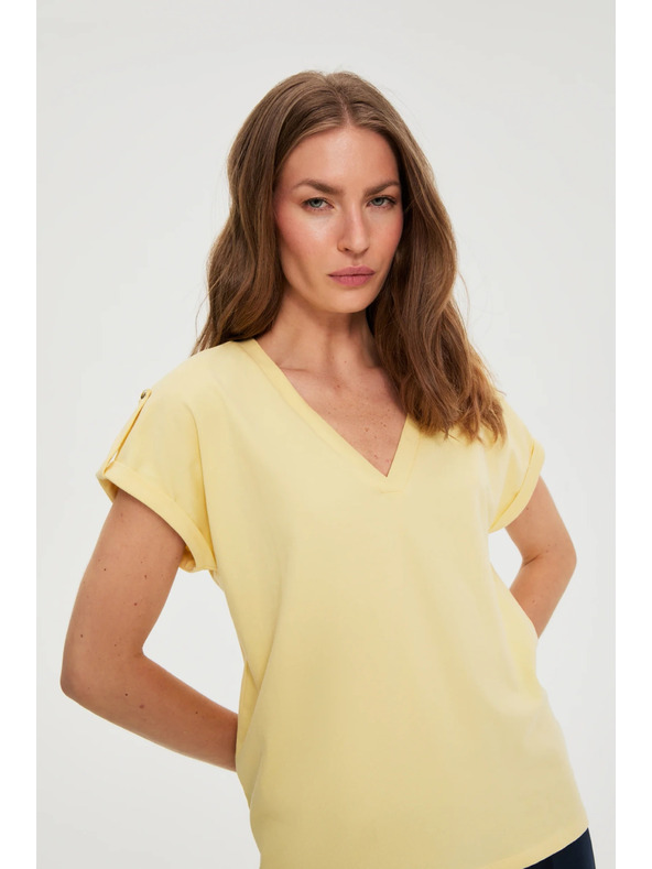 Moodo Tričko z bavlny žlté Moodo