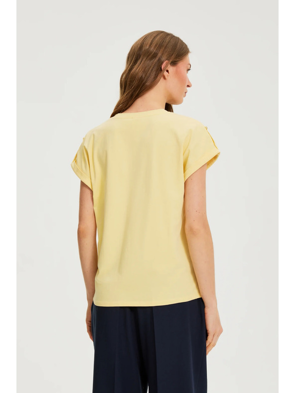 Moodo Tričko z bavlny žlté Moodo