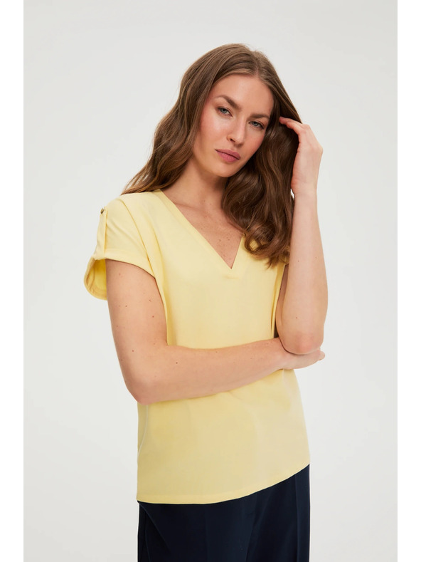 Moodo Tričko z bavlny žlté Moodo