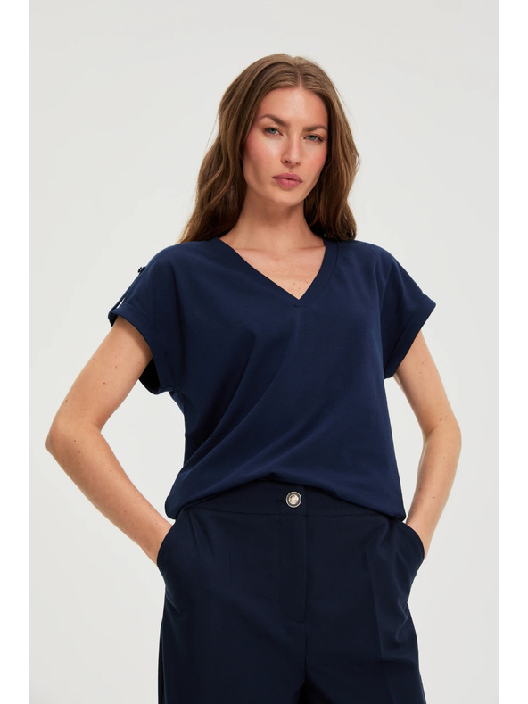 Moodo Bavlnené tričko tmavo modré Moodo