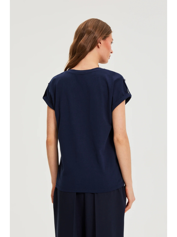 Moodo Bavlnené tričko tmavo modré Moodo