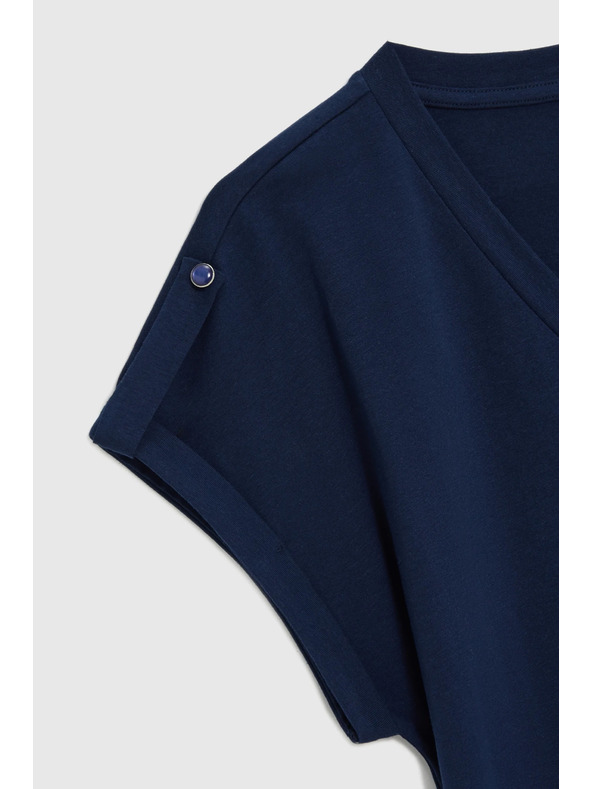 Moodo Bavlnené tričko tmavo modré Moodo